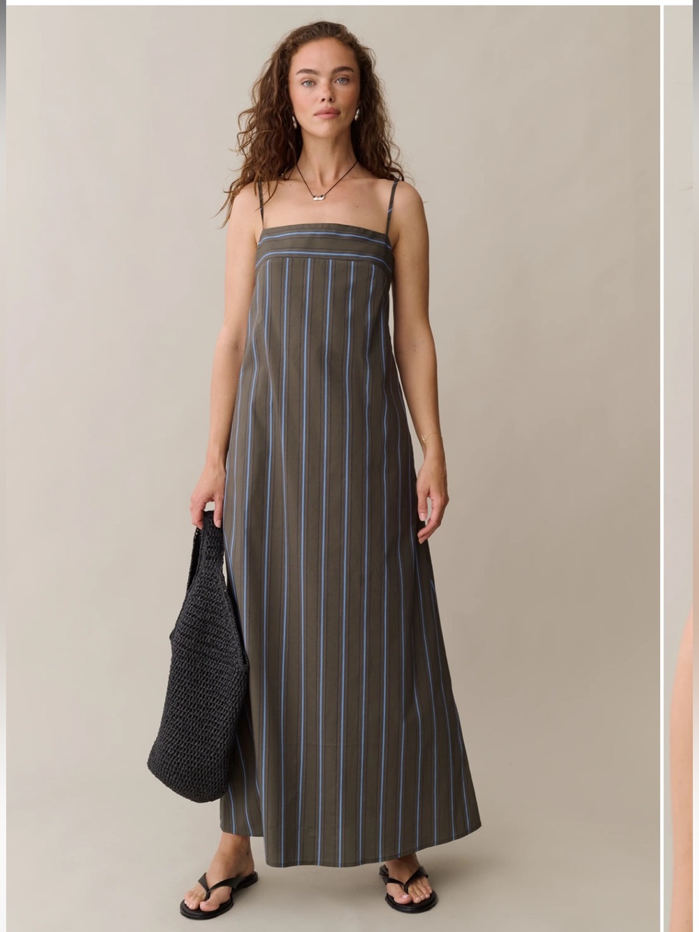 NWT CAARA Corrine Vertical Earthy Stripe Cotton Blend Few Moda Dress Size Small